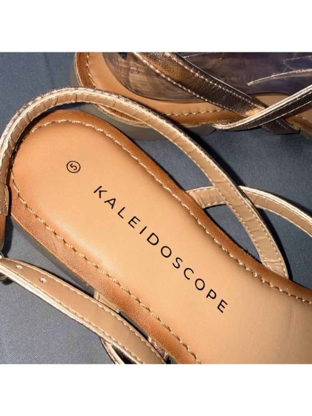 Kaleidoscope Women's Rose Gold Strappy Embellished Flat Sandals Size 5 - Picture 7 of 7